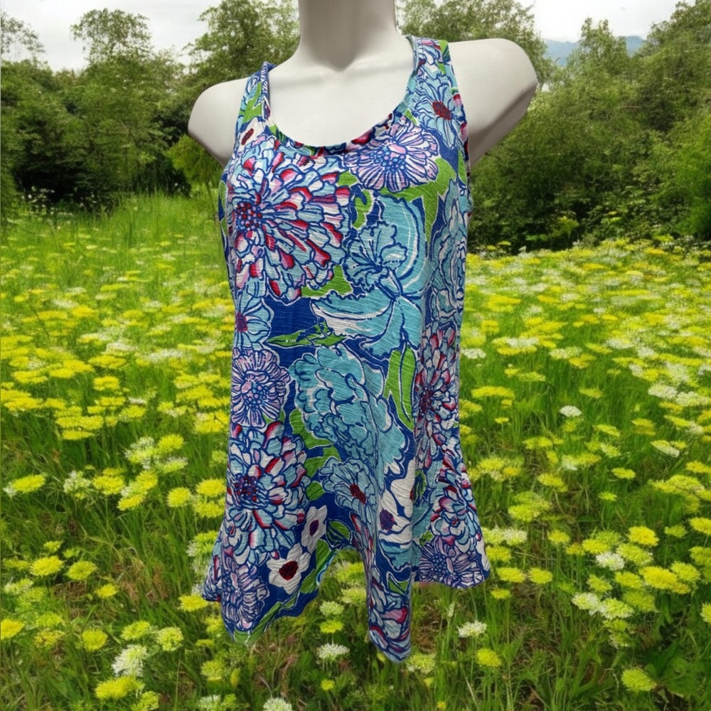 Lilly Pulitzer Floral Tank Top - Blue and Green